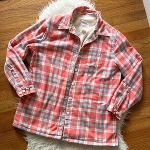 L.L. Bean Sherpa Lined Plaid Button Down Shirt Shacket | Size S